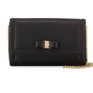 Salvatore Ferragamo Calfskin Vara Bow Chain Flap Bag